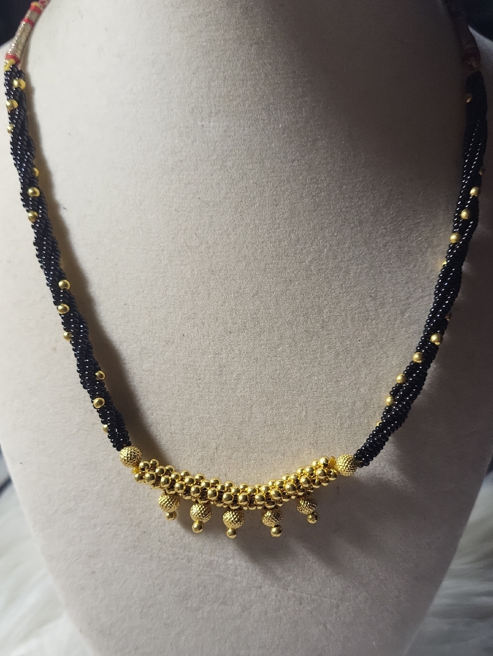 Gold and Black Beaded Women's Necklace